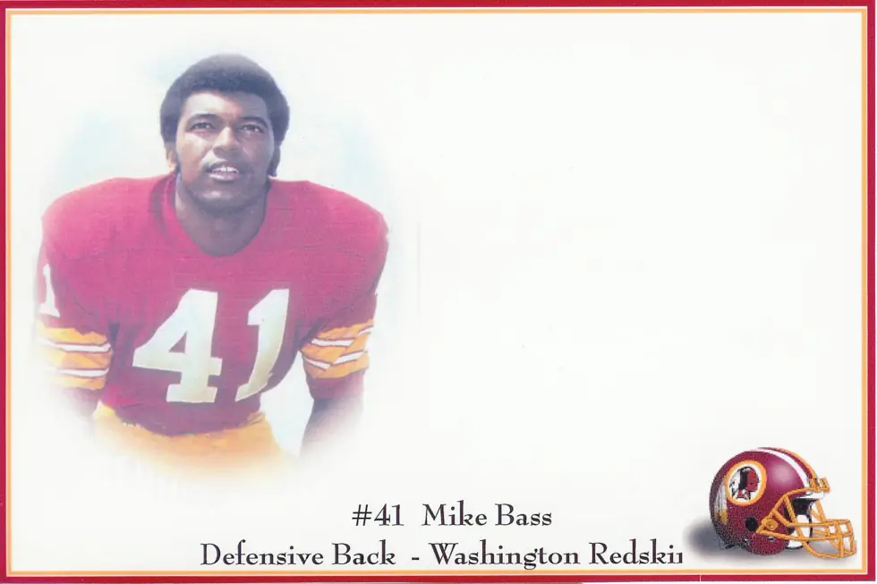 The Vision card: #41 Mike Bass, Defensive Back, Washington, vintage studio portrait