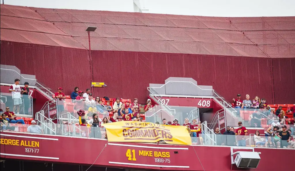 The Ring of Fame facade at FedExField: 41 Mike Bass 1969-75 beside George Allen 1971-77