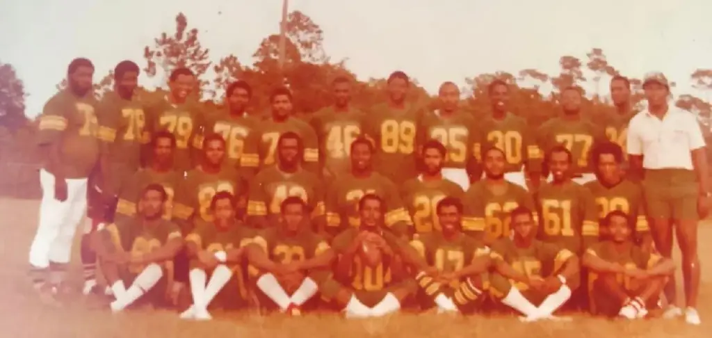 Mike Bass's Bahamian American football team, a vintage team photo from Freeport